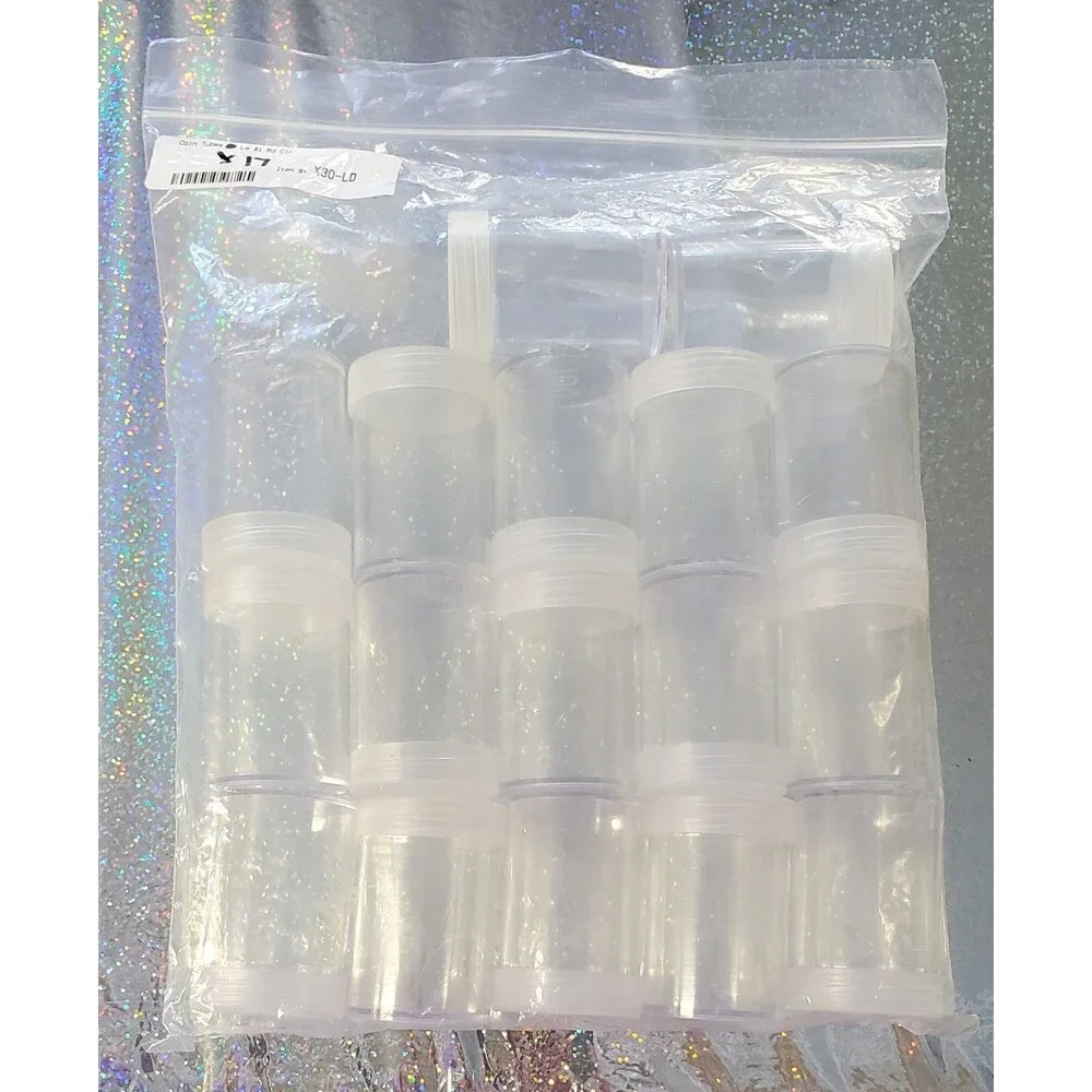 17 Large Silver Dollar Coin Tubes US $1 Plastic With Screw Top Storage Cylinders